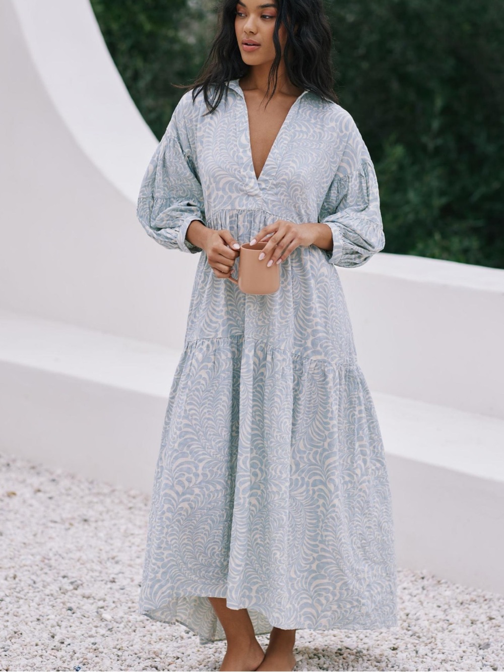NWT - The Carolita Printed Tiered Shirt Dress